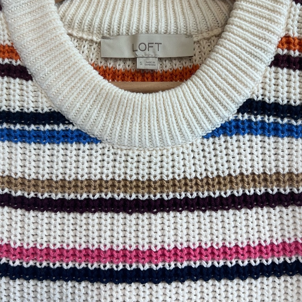 LOFT Multicolor Casual Striped Knit Top Size Small - Picture 4 of 5
